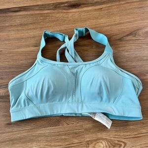 Yvette Power Sports Adjustable Criss Cross Padded Running Bra Teal Blue Size XL